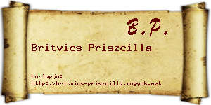 Britvics Priszcilla névjegykártya